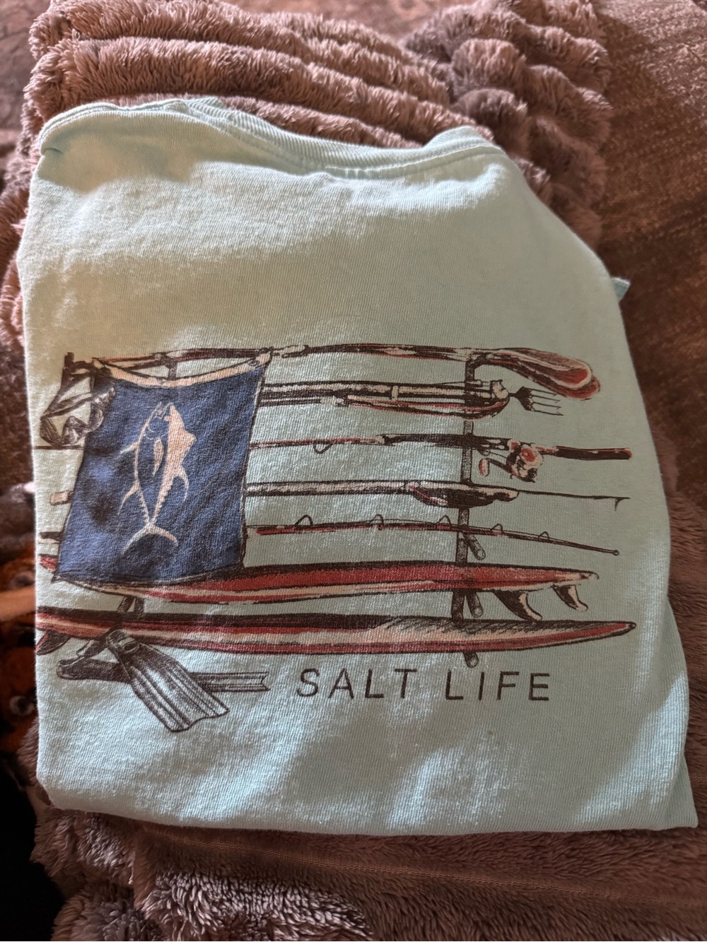 Salt Life Light Aqua Crewneck Tee with Subtle Logo Print